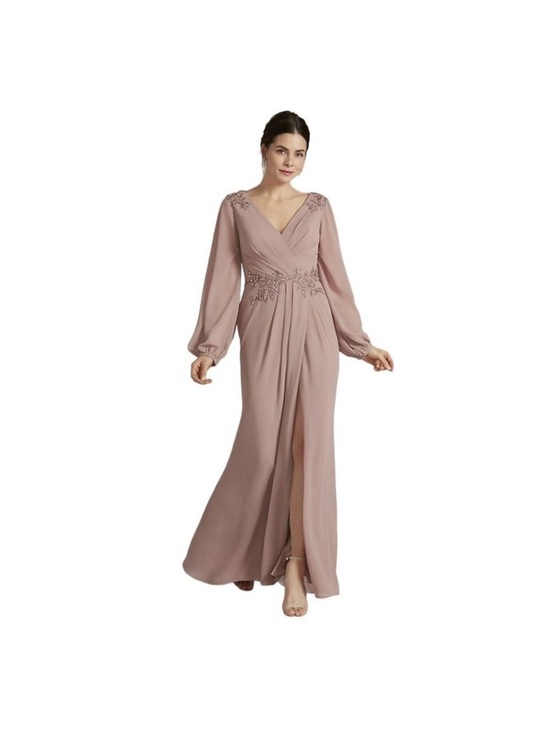 Oleg Cassini Dresses & Skirts - Oleg Cassini Embellished Chiffon Gown Beige Pink Elegant Wedding Evening Size 12